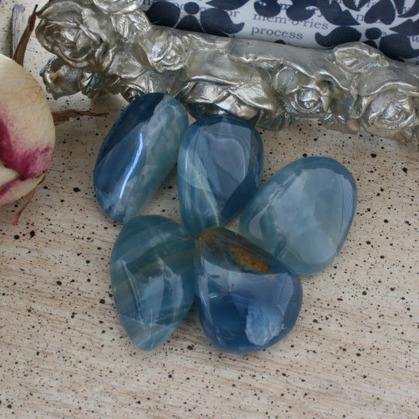 Aquatine Lemurian BLUE CALCITE & White Fossil Jasper BRACELET, Choice,  Copper, Beaded Stretch, natural stone